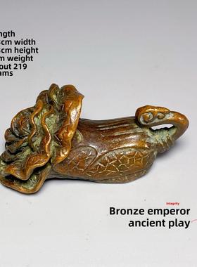 古玩铜器铜白菜百财手把件茶宠桌面招财摆件文房镇纸文镇装饰摆件