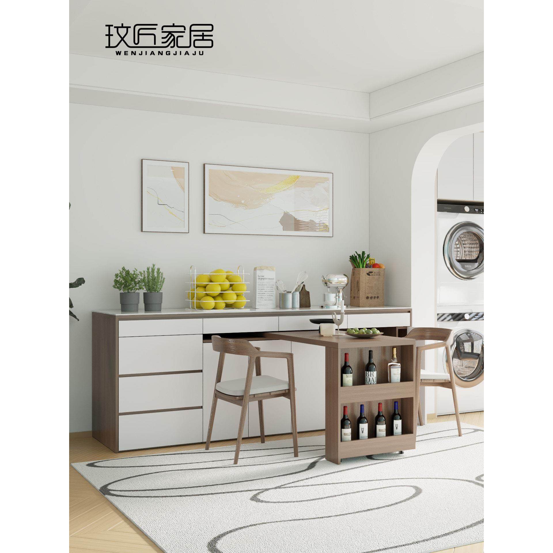 餐具柜伸缩旋转餐桌一体化多功能客厅储物柜茶柜储物柜窄板柜,住宅家具,餐边柜,淘宝优惠券,粉丝福利购,淘宝优惠卷