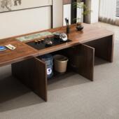 实木大板茶桌椅组合新中式 南美黑胡桃木家用办公室高级泡茶台茶桌