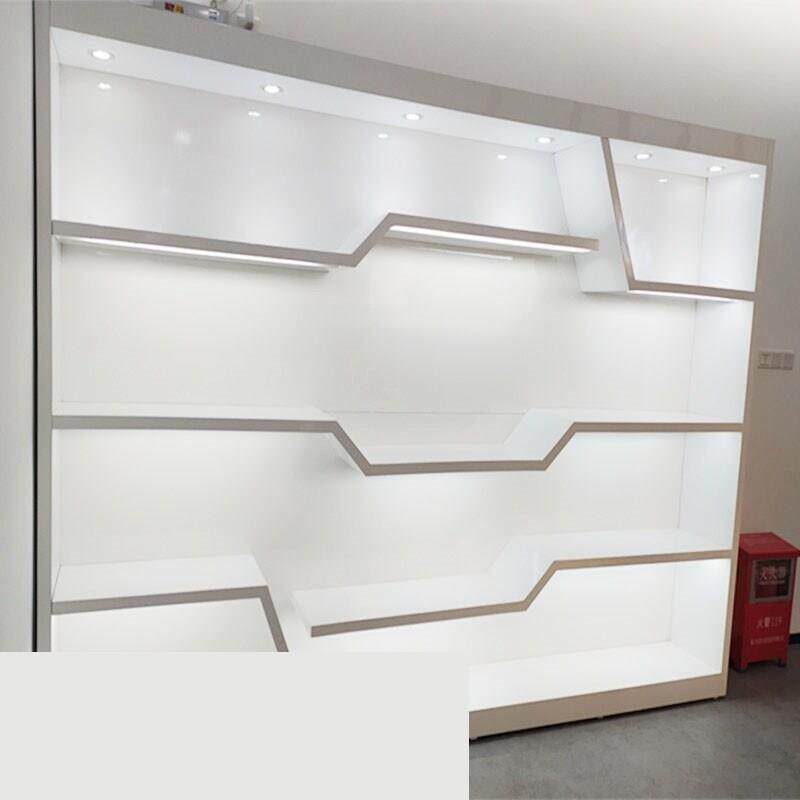 货架吊柜美容院定制异形科技感潮玩公司形象墙展台烤漆荣誉展柜