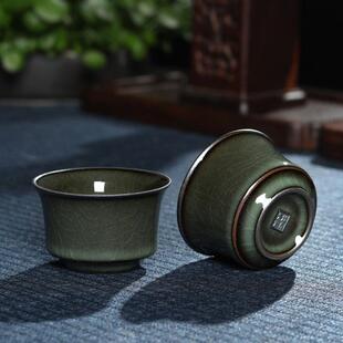 哥窑铁胎茶杯龙泉市冰裂纹茶杯主人杯青瓷单杯品茗杯陶瓷功夫茶盏