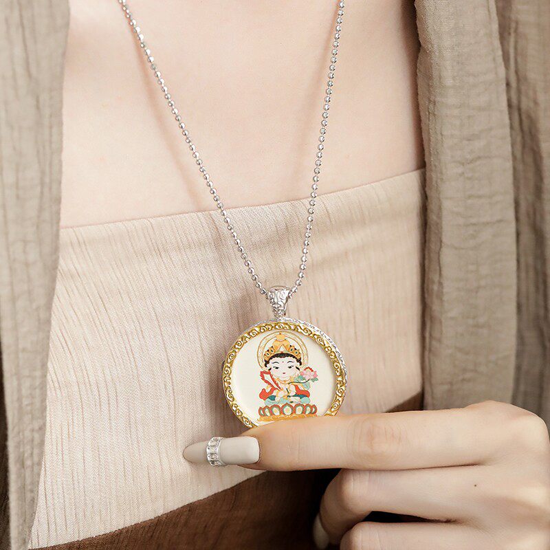 吊坠925银民族风八大守护神唐卡分色复古吊坠国风手工古法 M8906