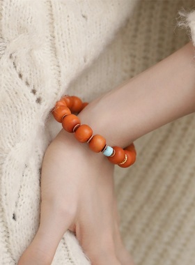 蜜蜡老型珠元宝环隔珠弹力手串复古百搭民族风新中式高级感S12897