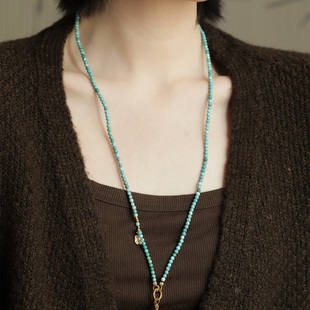 S925银松石扎基拉姆方牌吊坠项链 N18760