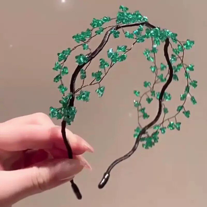 韩系夏季绿色闪钻发箍森系超仙