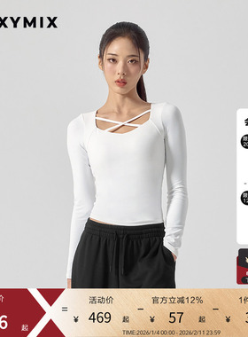 xexymix杰克茜女领口交叉细带长袖T恤免穿BRA内衣XFK3BL1512C