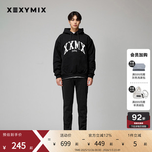 xexymix杰克茜男宽松拉绒LOGO连帽卫衣FXTC2215G