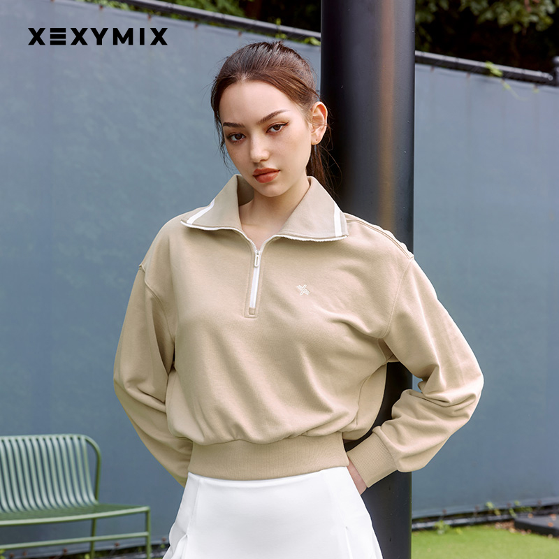 xexymix半拉链拉绒套头卫衣