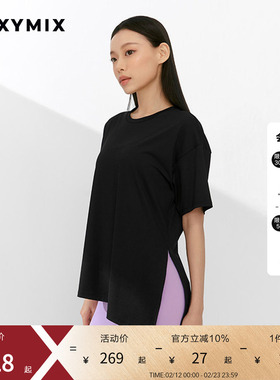 xexymix杰克茜女斜下摆侧开叉短袖T恤防晒宽松舒适XFK1TS1003