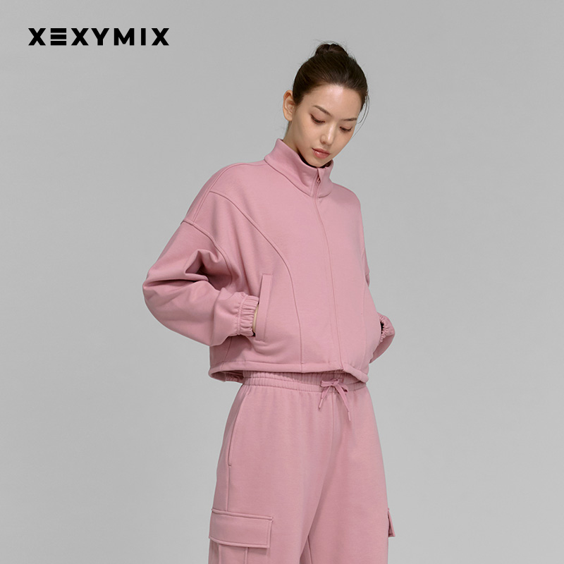 xexymix女设计立领拉绒开衫