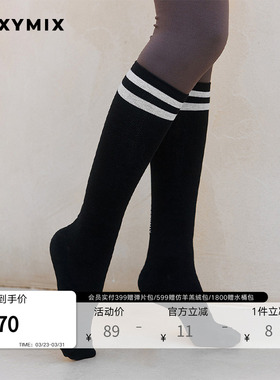 xexymix杰克茜韩国进口女双线及膝长筒袜棉舒适透气长袜HXEB200R0