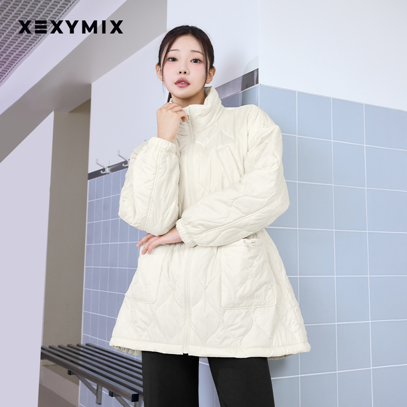 xexymix腰部抽绳大廓形绗缝棉服