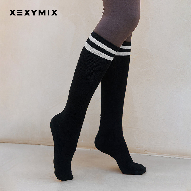 xexymix杰克茜韩国进口女双线及膝长筒袜棉舒适透气长袜HXEB200R0