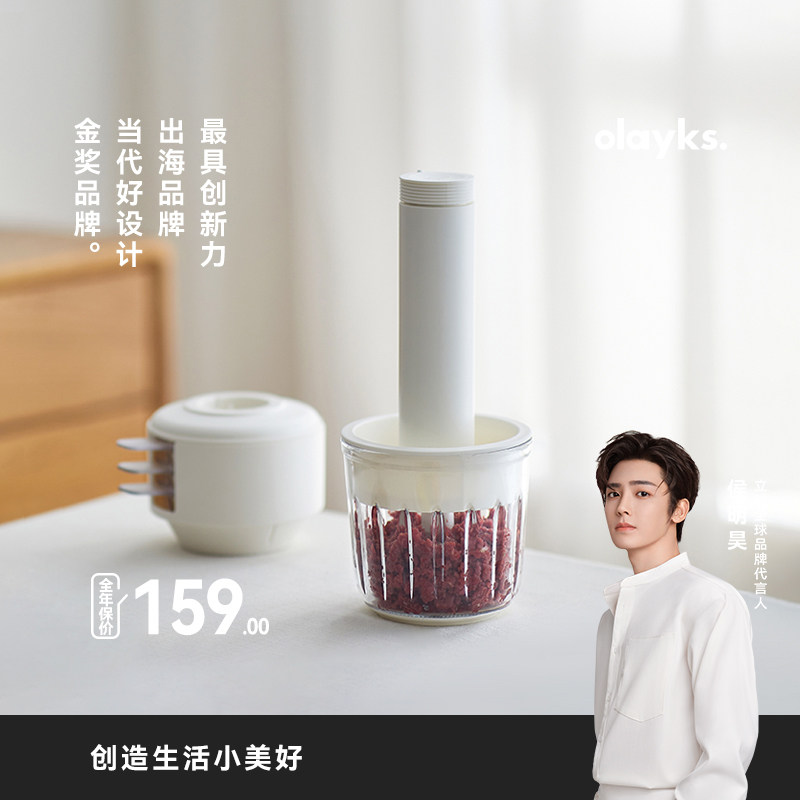 olayks立时绞肉机家用佐料机多功能小型电动搅拌机辅食备餐料理机