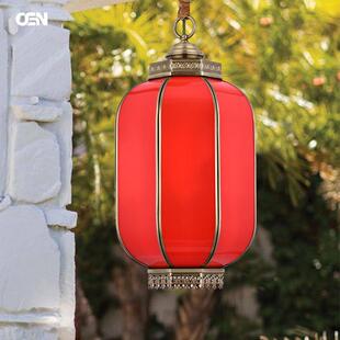 定制款中式户外吊灯全铜景观灯玻璃灯笼吊灯室外防水庭院装饰灯笼