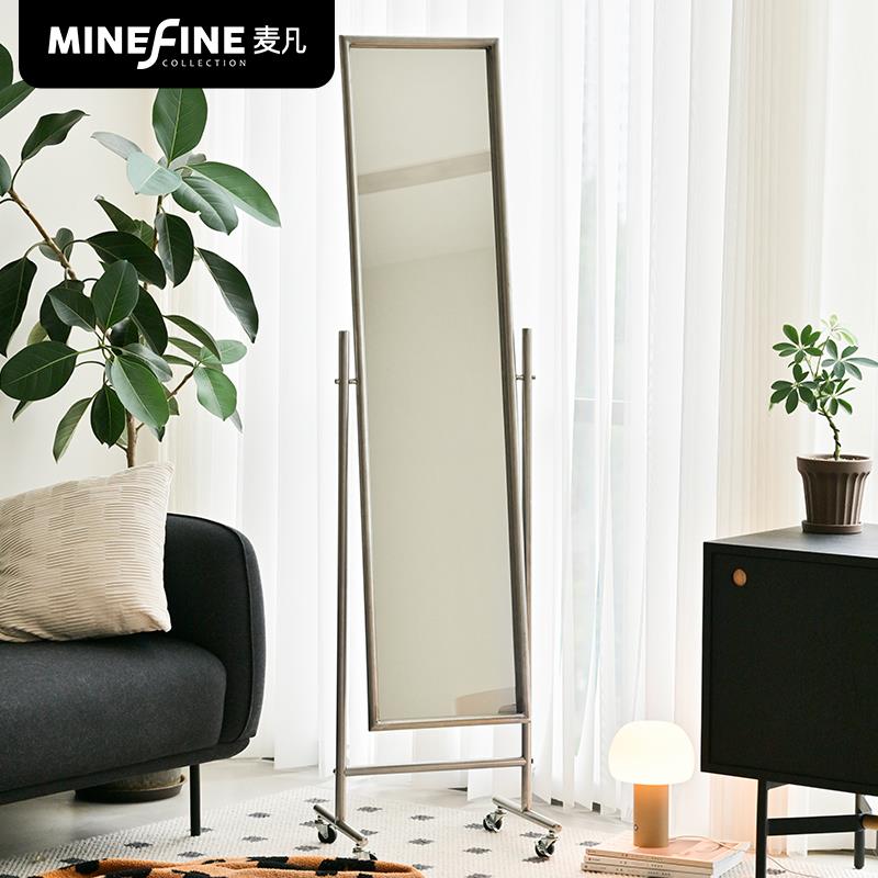 可移动全身镜子家用落地网红镜子轻奢服装店试衣镜不锈钢穿衣镜