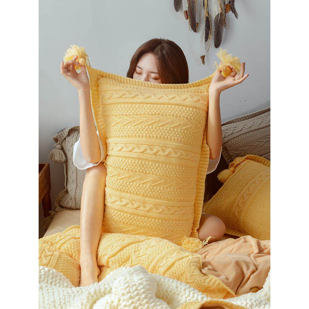 北欧风INS针织抱枕套长方形腰枕民宿少女心床头靠垫客厅沙发抱枕