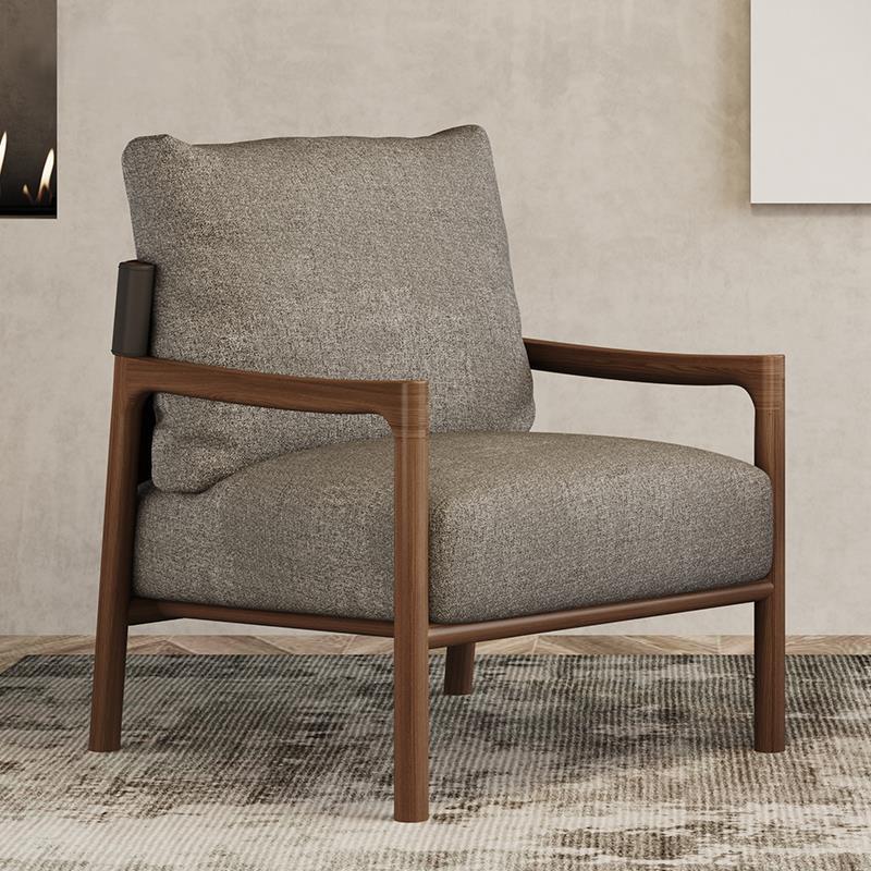 北欧实木休闲椅艺术单人沙发椅白蜡木客厅轻奢懒人沙发扶手椅子