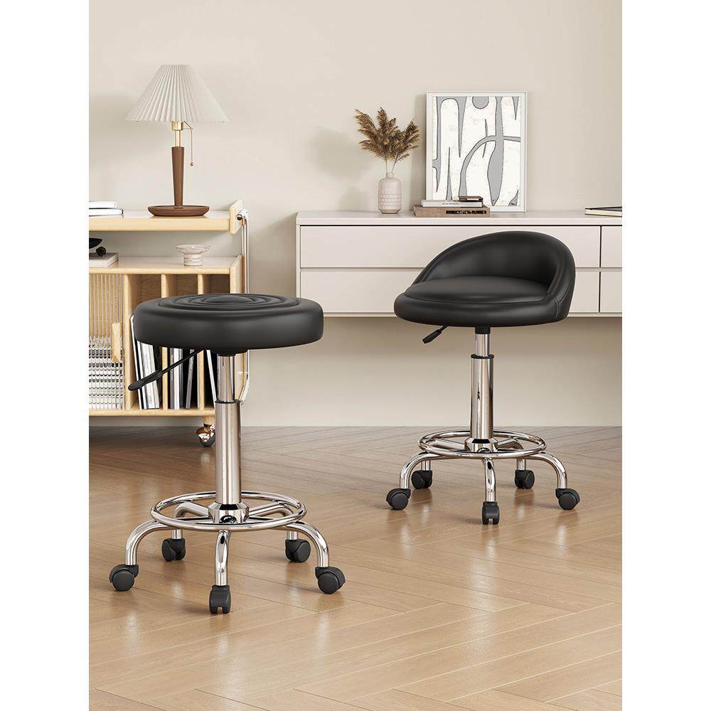 吧台椅椅子升降转椅圆凳旋转滑轮理发店实验室可调节高度美容凳子