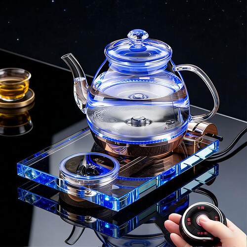 纯钛全自动上水电热烧水壶家用水晶恒温遥控泡茶桌茶台玻璃热水壶