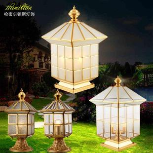 全铜柱头灯墙头围墙灯户外庭院门柱灯别墅led防水家用大门柱头灯