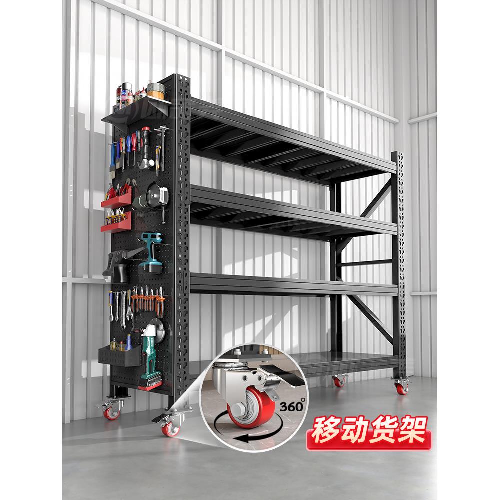 仓储货架带轮子多层置物架推车万向轮可移动铁架子仓库家用货物架