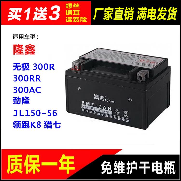 摩托车干电瓶隆鑫无极300R RR AC 劲隆JL150-56领跑K8 猎七蓄电池