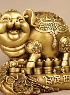 纯铜猪摆件生肖猪金猪福猪存钱筒家用桌面装饰大号能进能出存钱罐