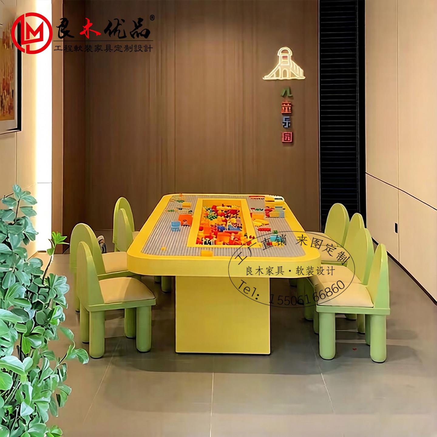 儿童早教中心美工桌椅套装六点半学堂画室美术绘画桌学习手工圆桌