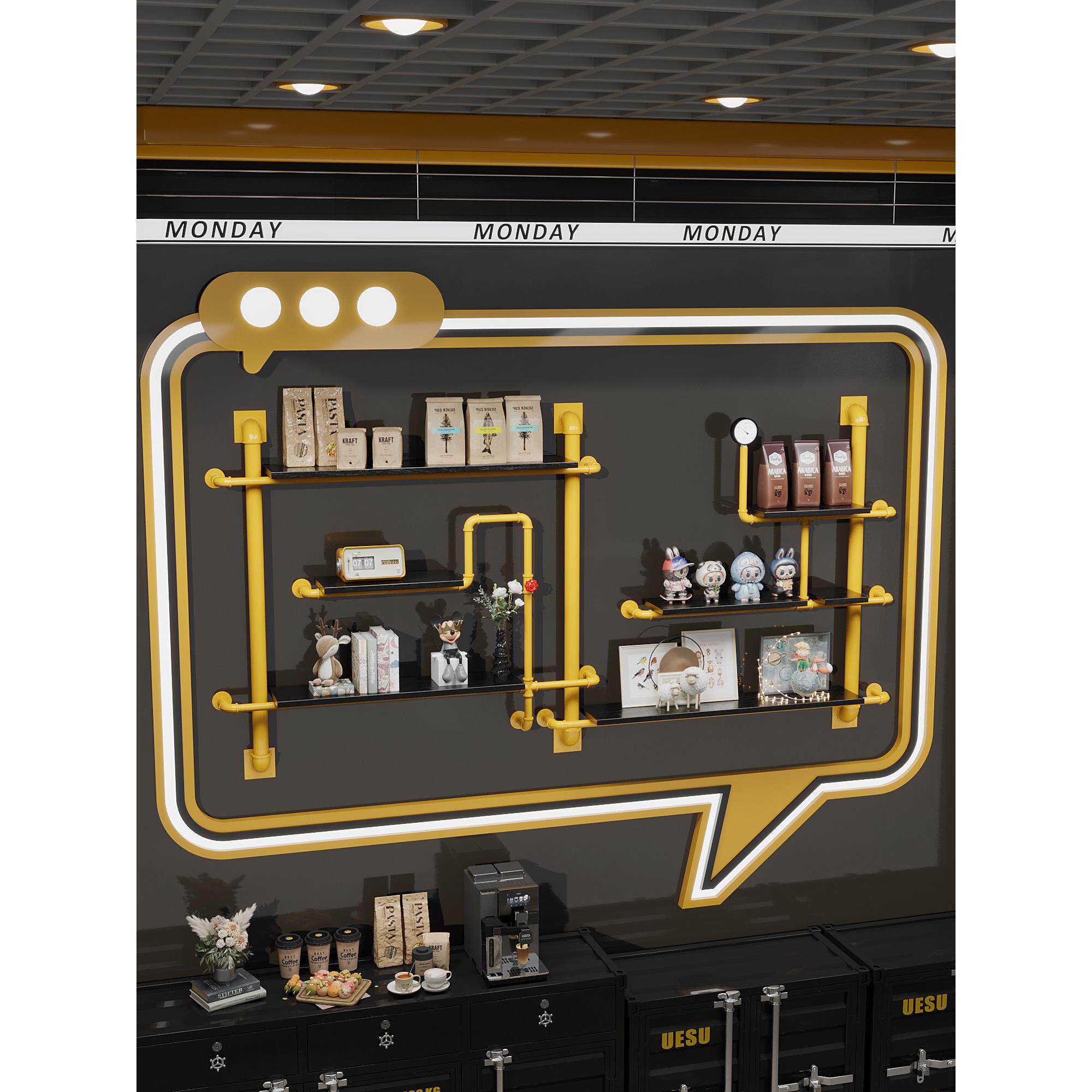 墙上置物架覆古墙壁壁挂隔板架子工业风创意铁艺水管墙面装饰书架