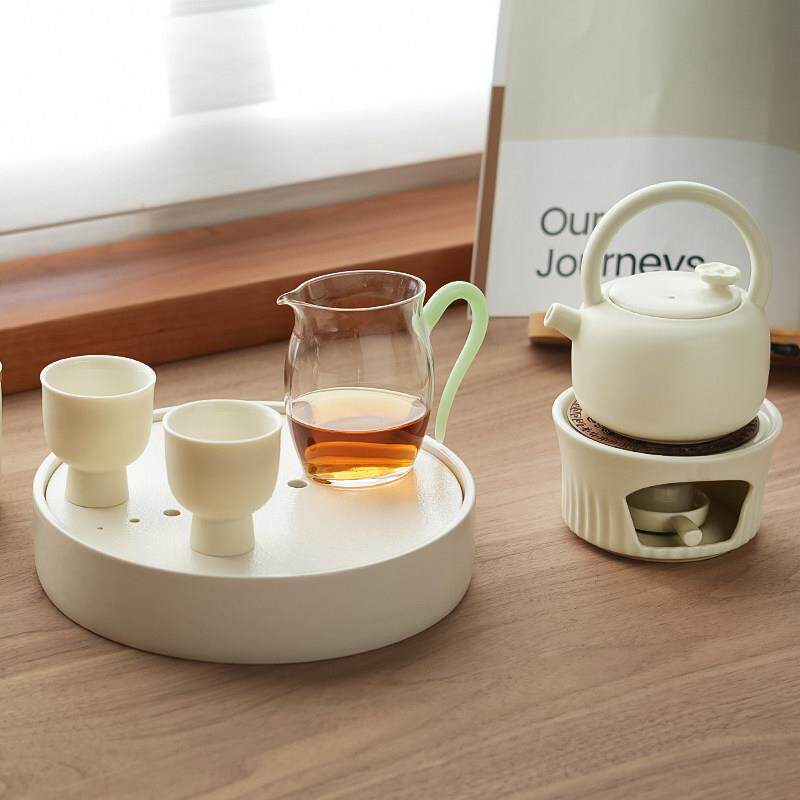 功夫茶具套组家用室内提梁壶煮茶炉蜡烛底座温泡茶炉茶盘新中式茶