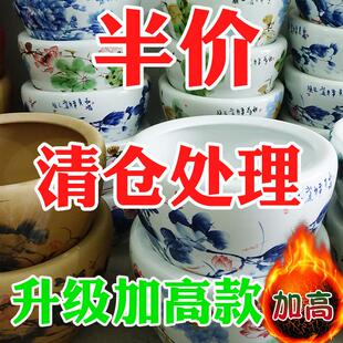 景德镇陶瓷金鱼缸养荷花睡莲盆乌龟锦鲤书画 画缸特大号水缸庭院