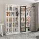 家用钢制书架推拉门防尘玻璃书柜带锁展示柜落地收纳储物柜新款