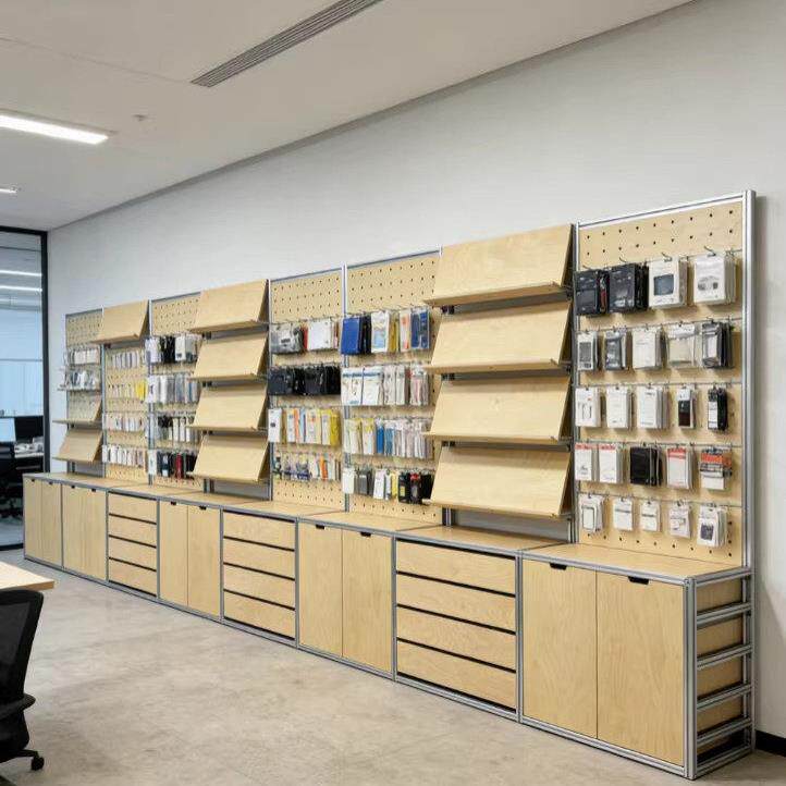 铝挤型材料货架展示架多层置物架陈列架洞洞板样品装饰柜一体架