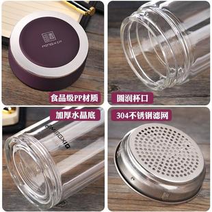 時尚 便攜防摔杯子 水杯男士 口杯喝水有蓋防摔玻璃杯簡約好看漂亮