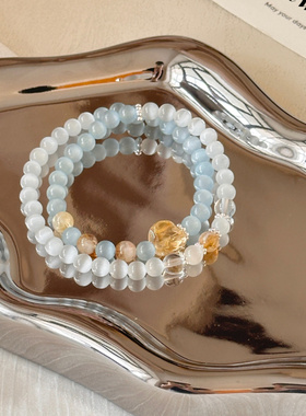 【北海道】原创小清新手工猫眼石串珠手链小众时尚女生手串饰品