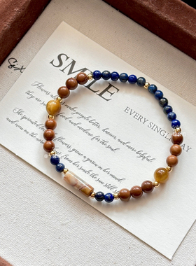 【君凝】原创设计库克青金石手工蓝色手串男女款时尚串珠手链