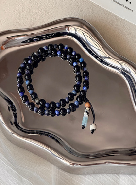【远山客】原创小众设计青金石黑玛瑙手工手串男女款时尚手链饰品