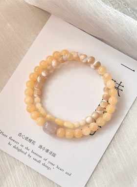 【星星奶泡】一味良方可爱女生手串樱花玛瑙蜜蜡手工串珠手链