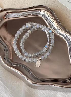 【月光之路】原创手工灰月光石手串女生闺蜜时尚小众串珠手链饰品