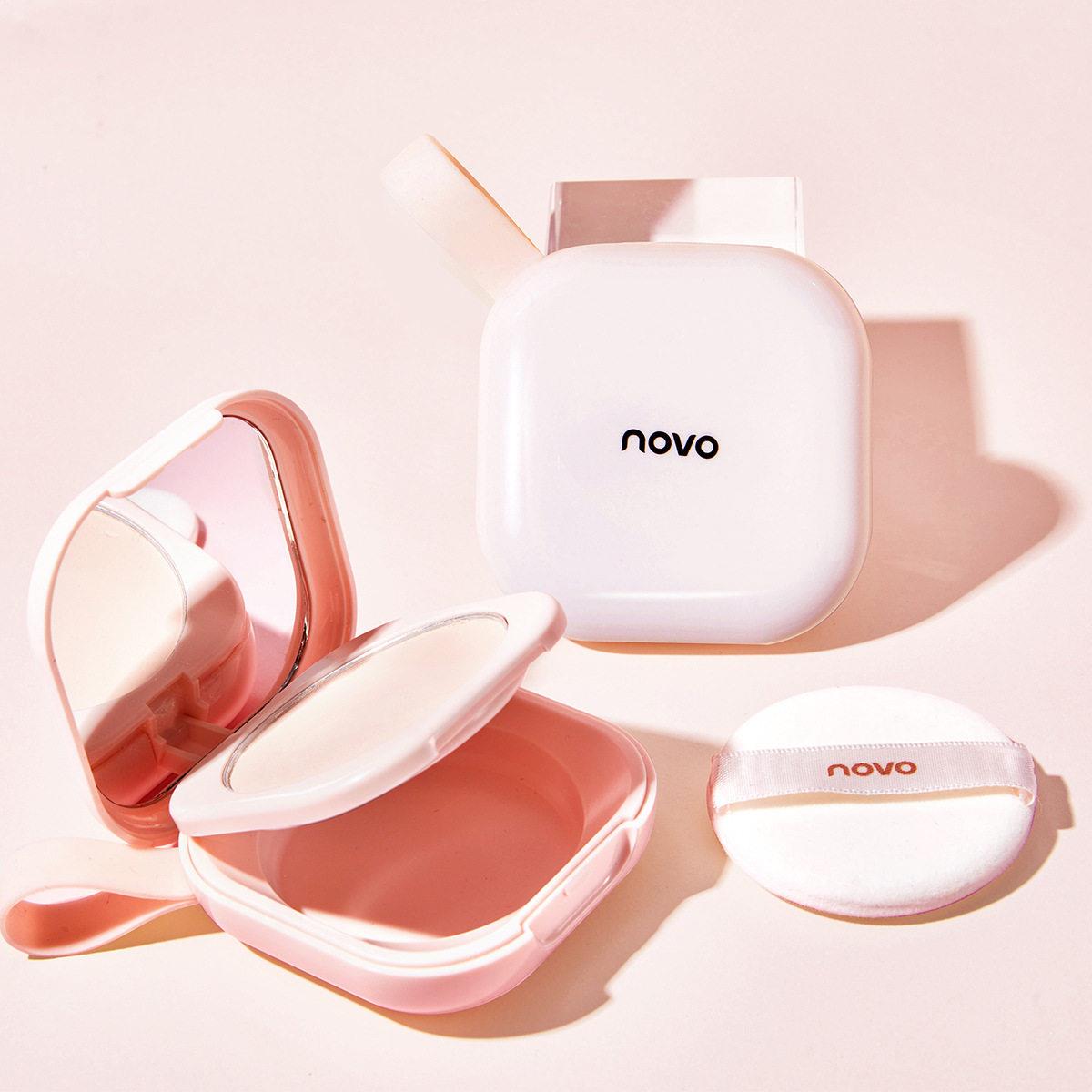 Novo轻雾奢养定妆蜜粉饼自然日常定妆补妆女蜜粉干湿两用哑光散粉