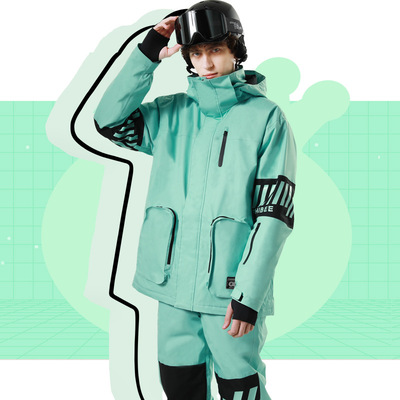 Phibee菲比小象纯色滑雪服男女款防风防水保暖透气冬季滑雪套装