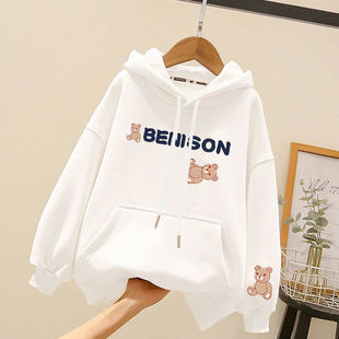 正品亲子女童春秋纯棉卫衣2025新款中大童韩版洋气时髦连帽打底衫