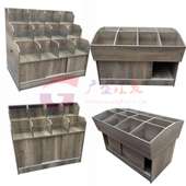 新品 灰色超市散称零食干果货架玻璃带盖茶业展示柜调料药材杂粮柜