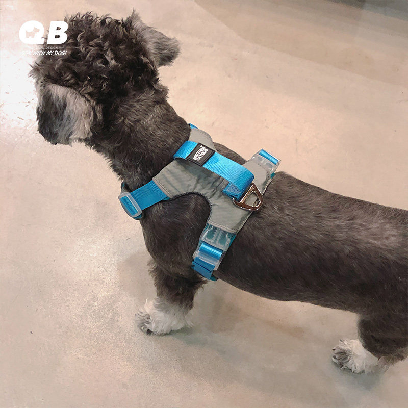 热销QB狗狗防暴冲防水反光防走失胸背带柯基法斗背心式可调遛狗牵