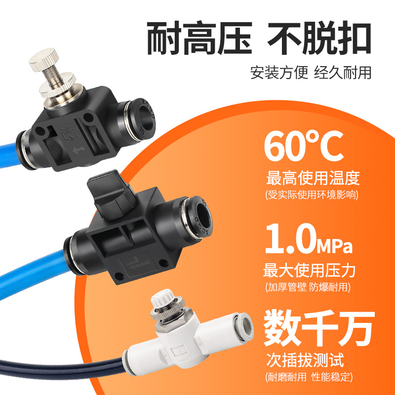 热销HVFF-6气管快插开关调节接头限流阀LSA4/PA8/10-12mm管道式节