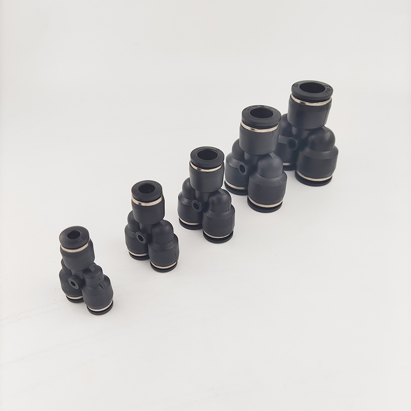 热销三通接头Y型变径PW6-4/8-6/10-8/12-8/12-10气动精品黑色气管