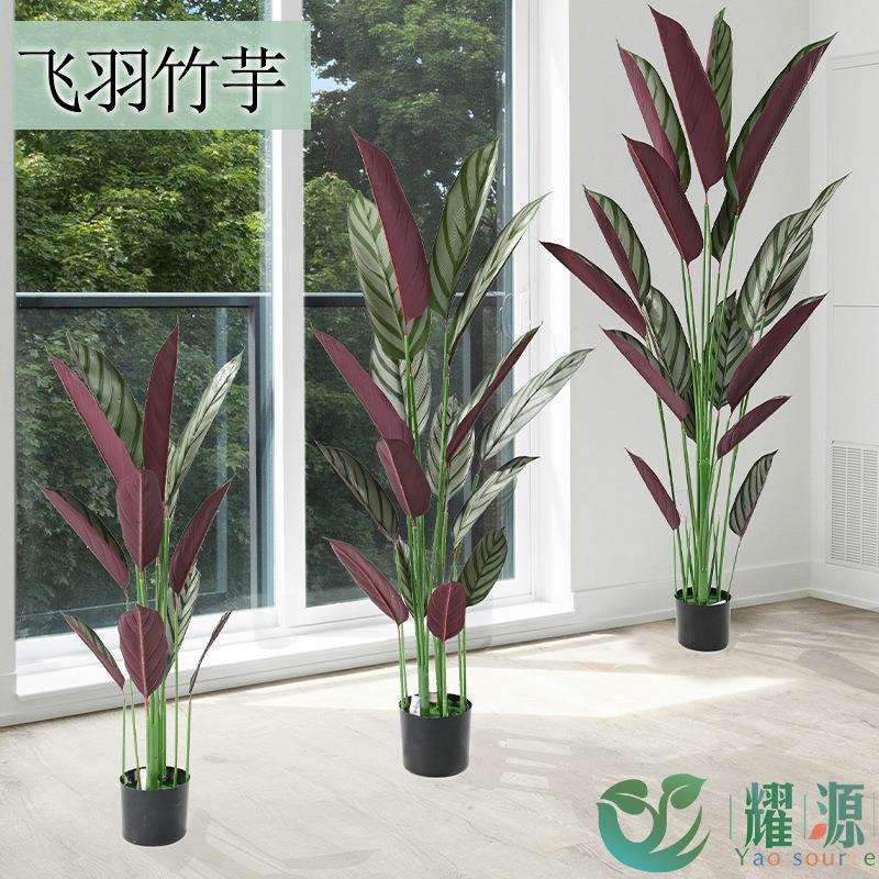 亚马逊仿生盆栽绿植飞羽竹芋室内落地大型仿真树装饰人造大竹芋
