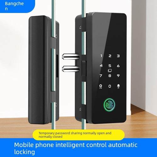 玻璃门免开密码锁无框单双门办公指纹锁电子智能锁门禁锁