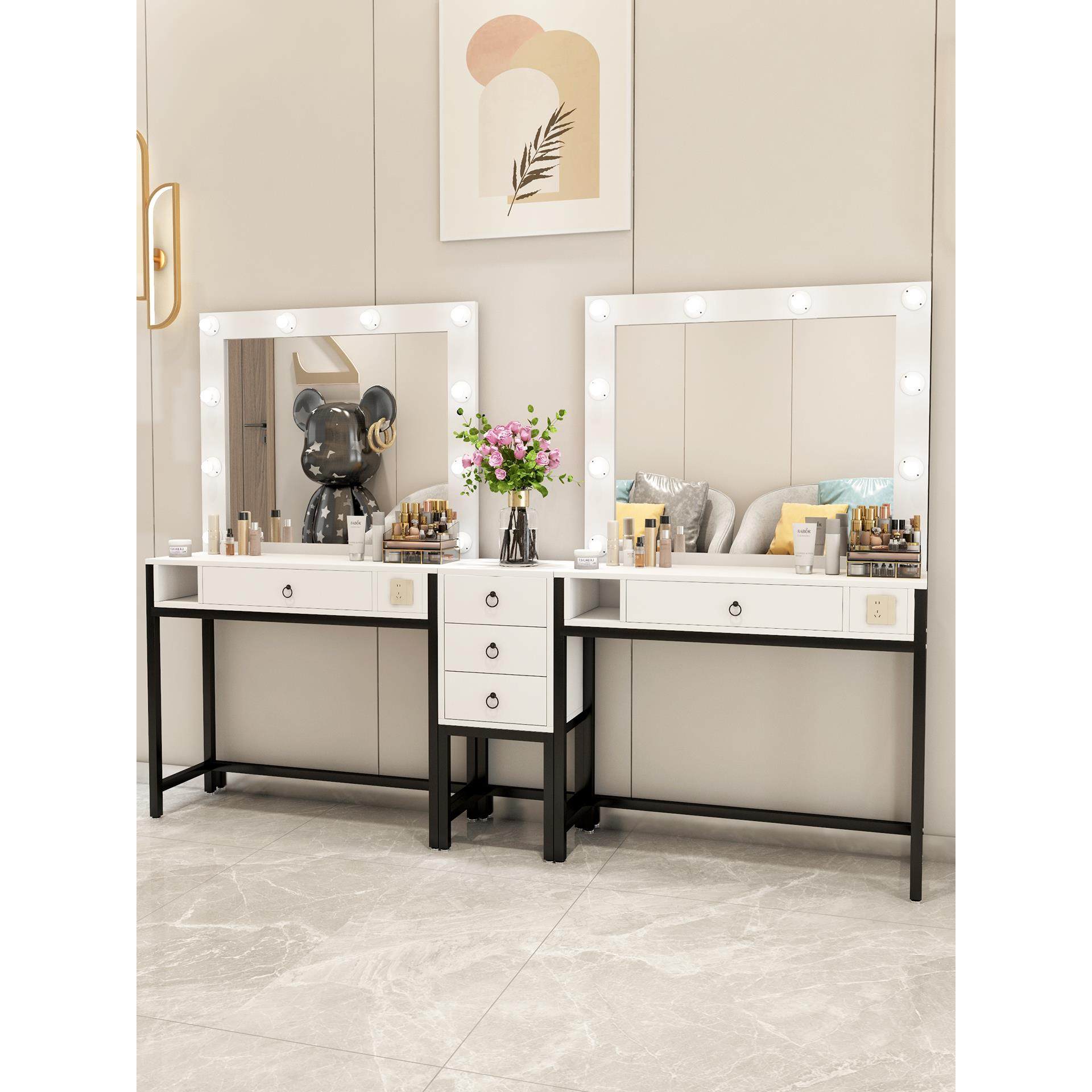 影楼化妆台柜子一体带灯婚纱店化妆师专用化妆桌镜子美容院梳妆台